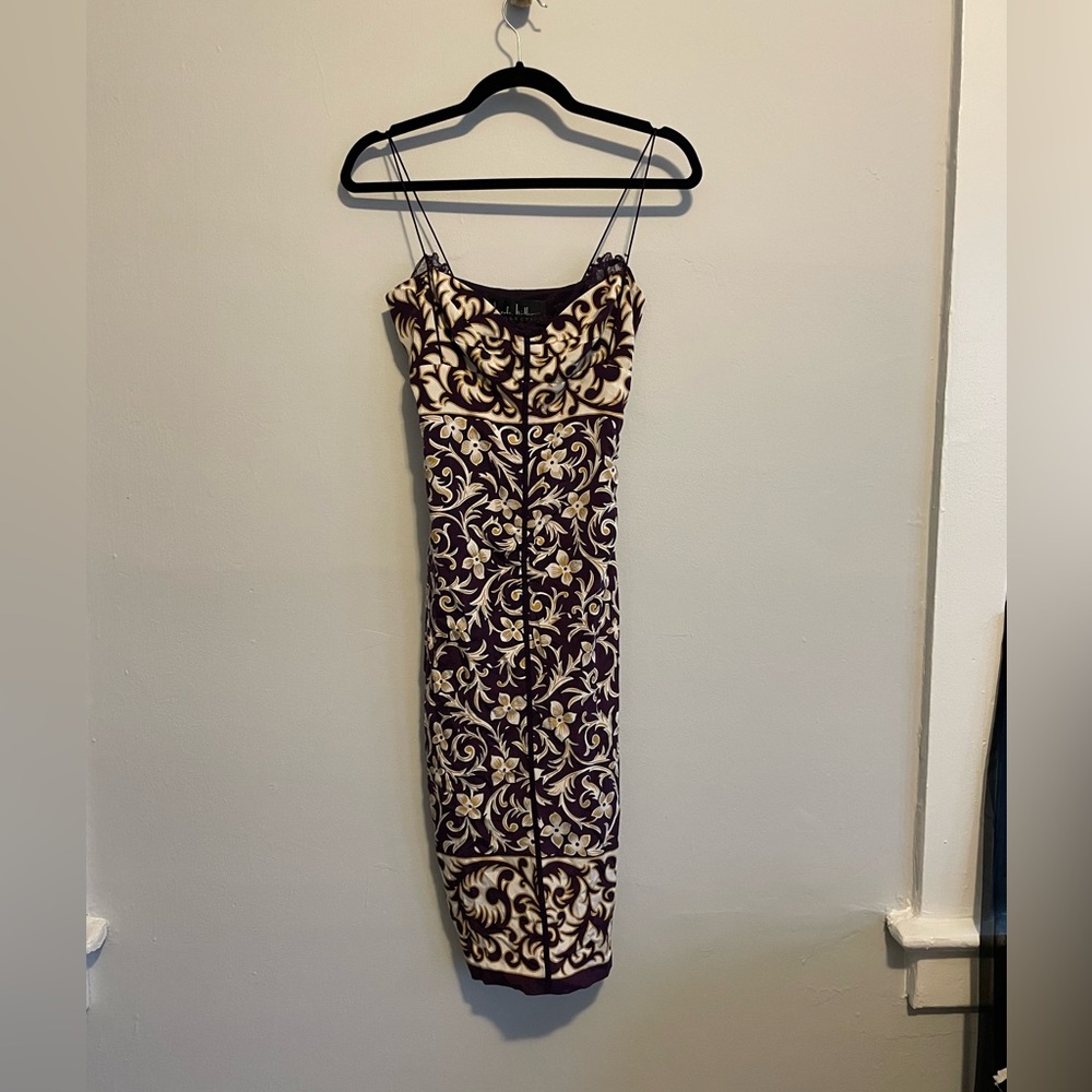 Nicole Miller Collection | Purple & Gold Dress | Size 0